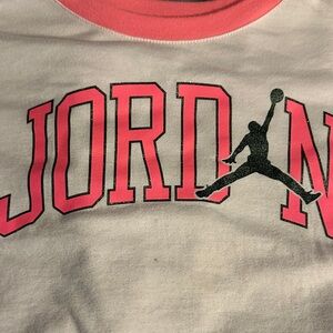 Jordan Pink and White Kids Short Sleeve Tee